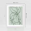 Plakat w ramie 40x50 - Energetyczne Odrodzenie Natury - abstrakcyjne delikatne zielone linie, podobne do gałęzi kwiatów - rama biała