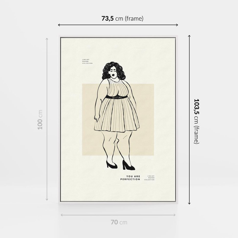 Obraz w ramie 70x100 - Ekspresja Wewnętrznych Emocji - kobieta, samoakceptacja - rama biała