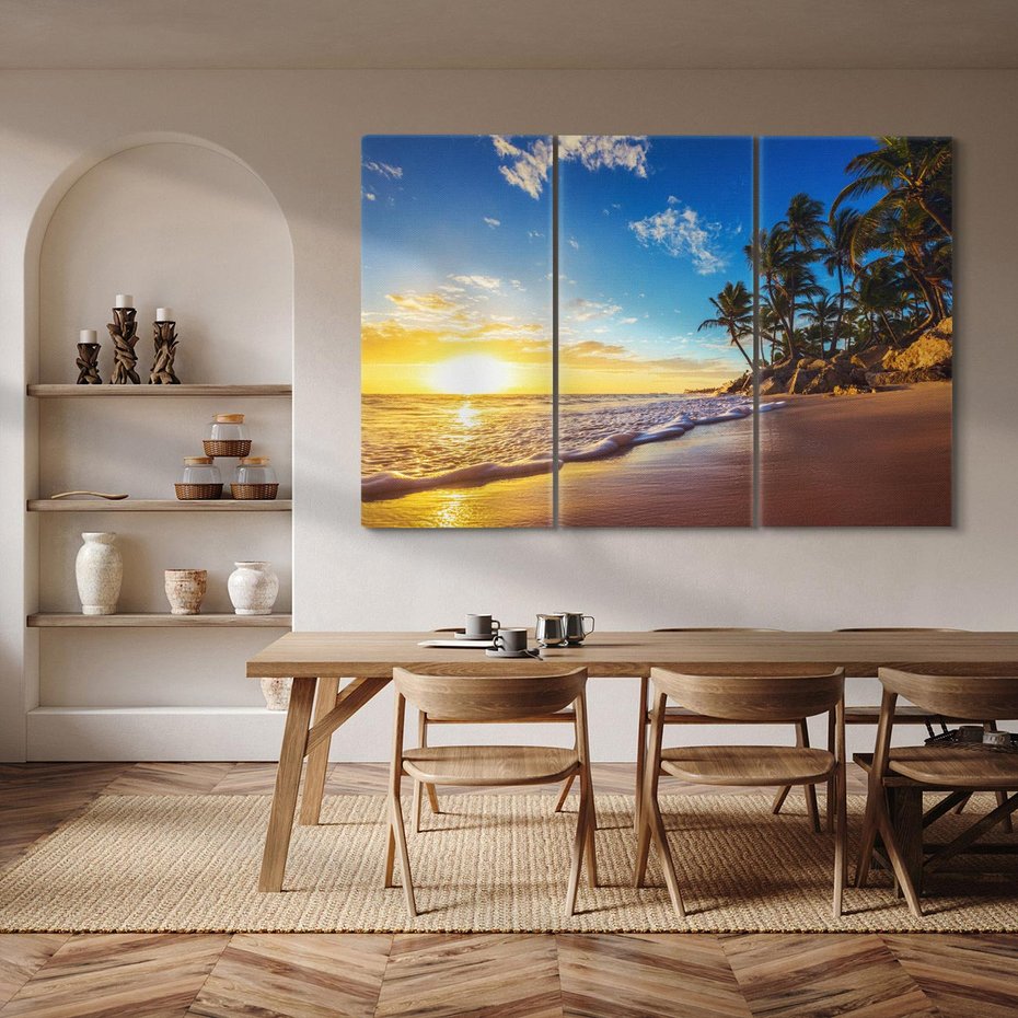 Obraz na płótnie 120x80 - Magia Tropików - zachód słońca,