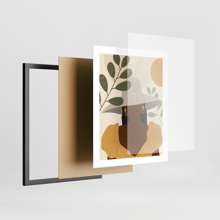 Plakat w ramie 40x50 - Grafika w Innowacyjnym Stylu - grafika, postać kobiety - rama czarna