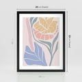 Plakat w ramie 40x50 - Kwiatowe Granice Kształtów - nowoczesny plakat, kwiaty w pastelowych kolorach - rama czarna