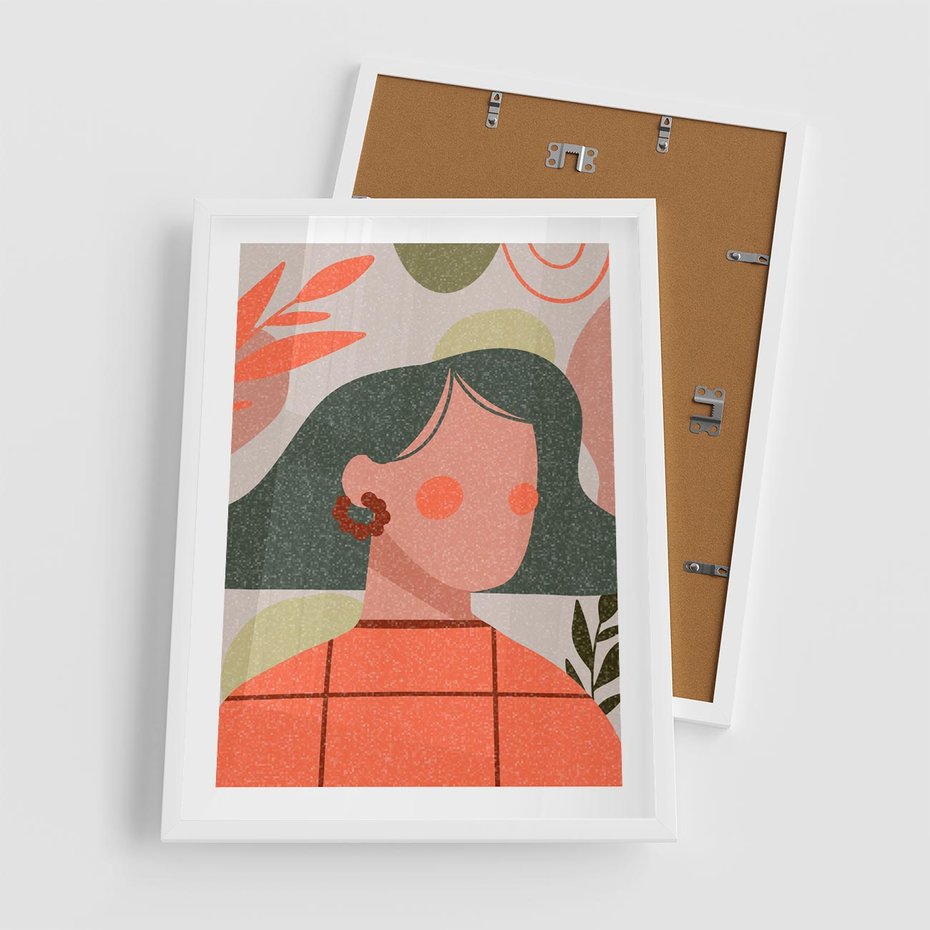 Plakat w ramie 50x70 - Kobiecy Portret Duszy - nowoczesny plakat, styl retro - rama biała