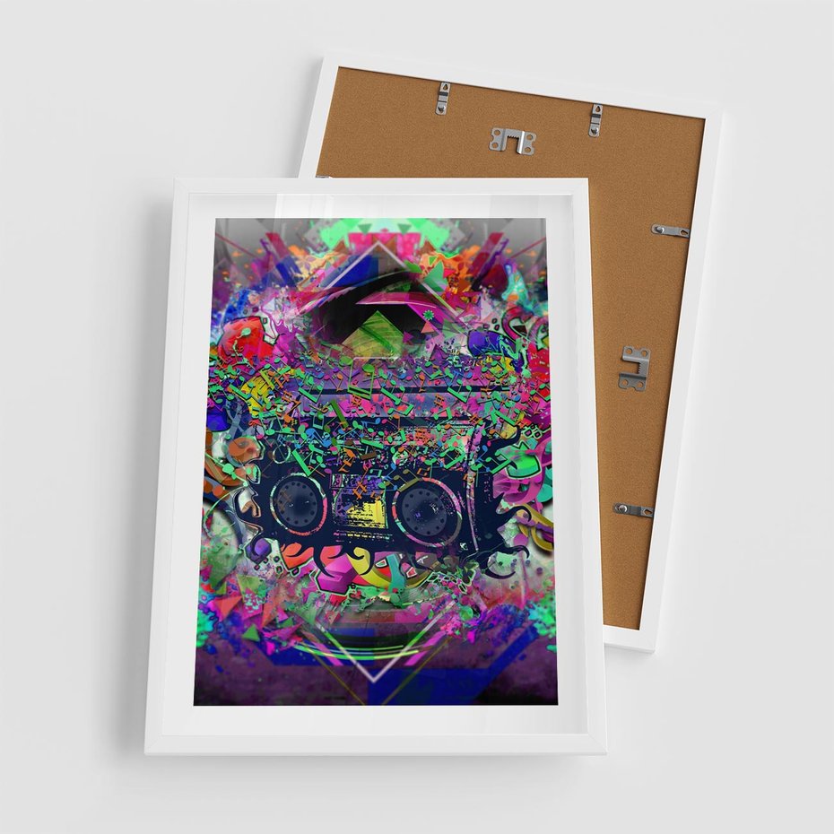 Plakat w ramie 50x70 - Harmonia Muzyki - grafika, muzyka - rama biała