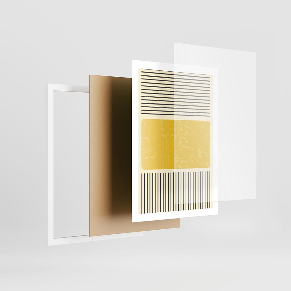 Plakat w ramie 50x70 - Geometryczna Harmonia - geometria, nowoczesny plakat - rama biała