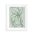 Plakat w ramie 40x50 - Energetyczne Odrodzenie Natury - abstrakcyjne delikatne zielone linie, podobne do gałęzi kwiatów - rama biała