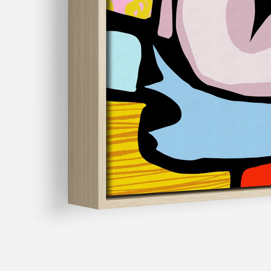 Obraz w ramie 80x120 - Czarny Komiks - abstrakcyjne formy, komiksowy styl - rama drewno