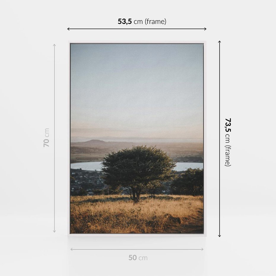 Obraz w ramie 50x70 - Siła Natury - drzewo, pejzaż - rama biała