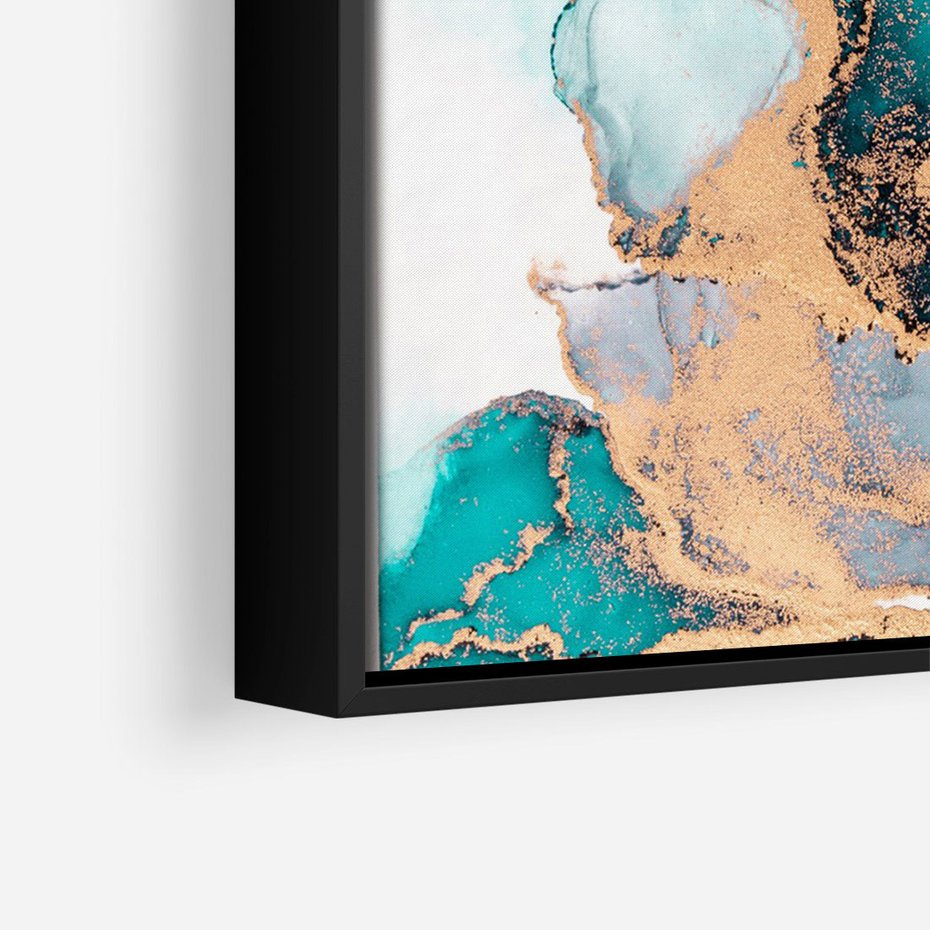 Obraz w ramie 70x100 - Elegancja i Subtelność - marmur, złoto - rama czarna