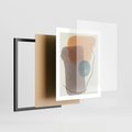 Plakat w ramie 40x50 - Rozkwitająca Akwarelowa Inspiracja - geometryczne elementy, stonowane ziemiste kolory - rama czarna
