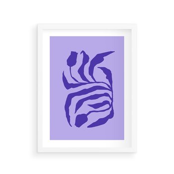 Plakat w ramie 40x50 - Boho Sztuka Wolności - kwiaty, energetyczne fioletowe tło - rama biała