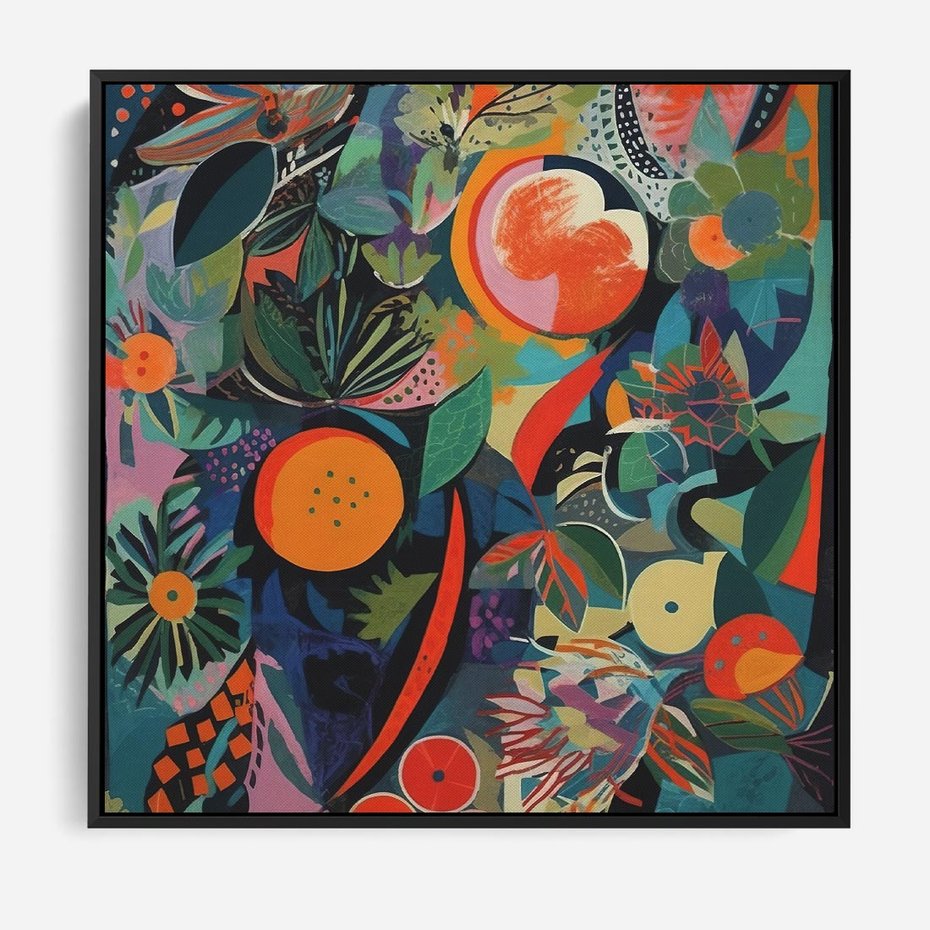 Obraz w ramie 50x50 - Echa Nietuzinkowych Wzorców - abstrakcyjny obraz olejny, jak picasso - rama czarna