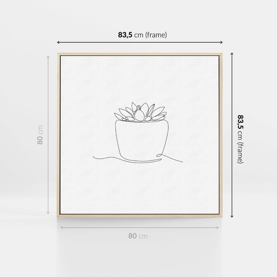 Obraz w ramie 80x80 - Rozkwitające Echa - szkic, minimalizm - rama drewno