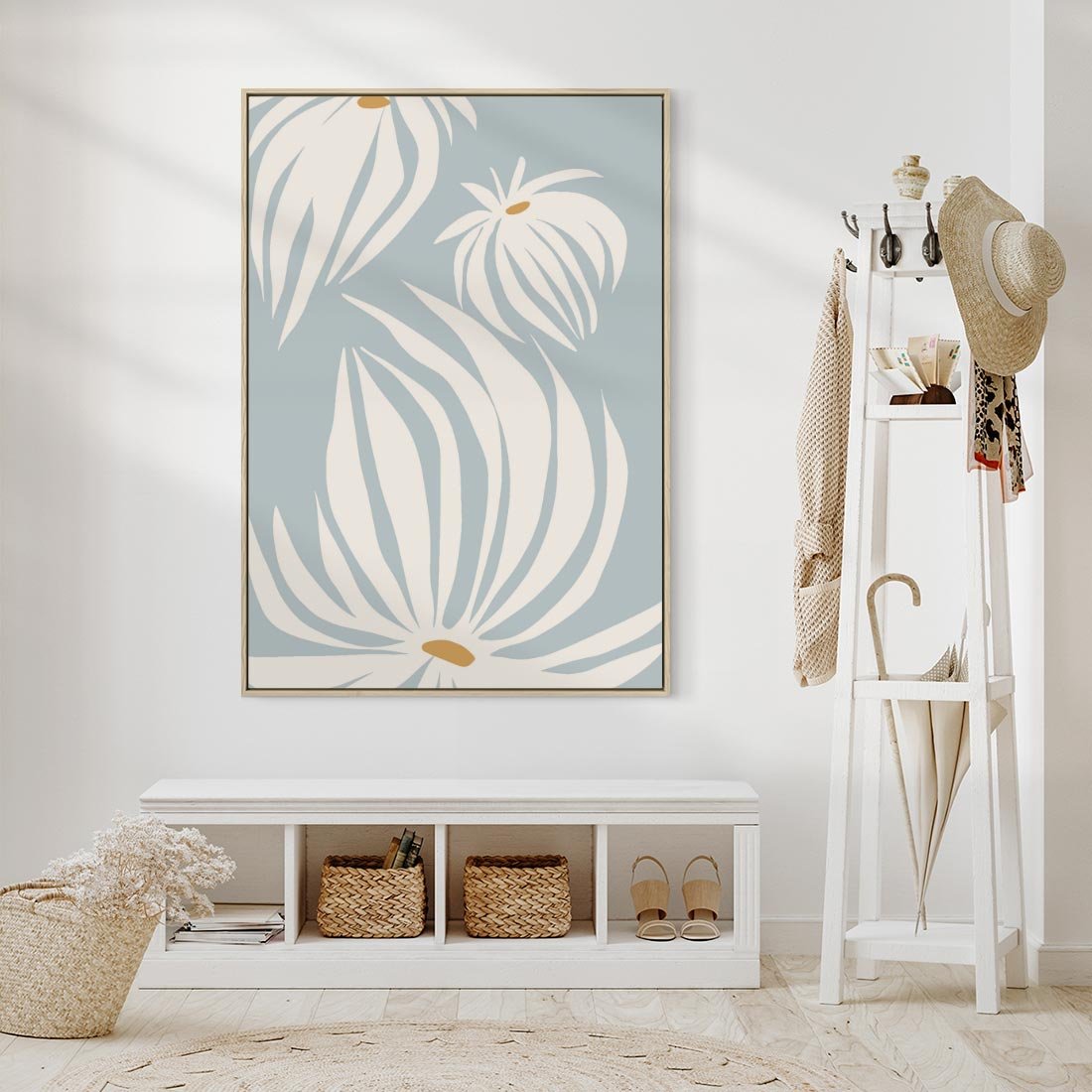 Obraz w ramie 50x70 - Kwiatowe Kształty - kwiaty, nowoczesne i minimalistyczne - rama drewno