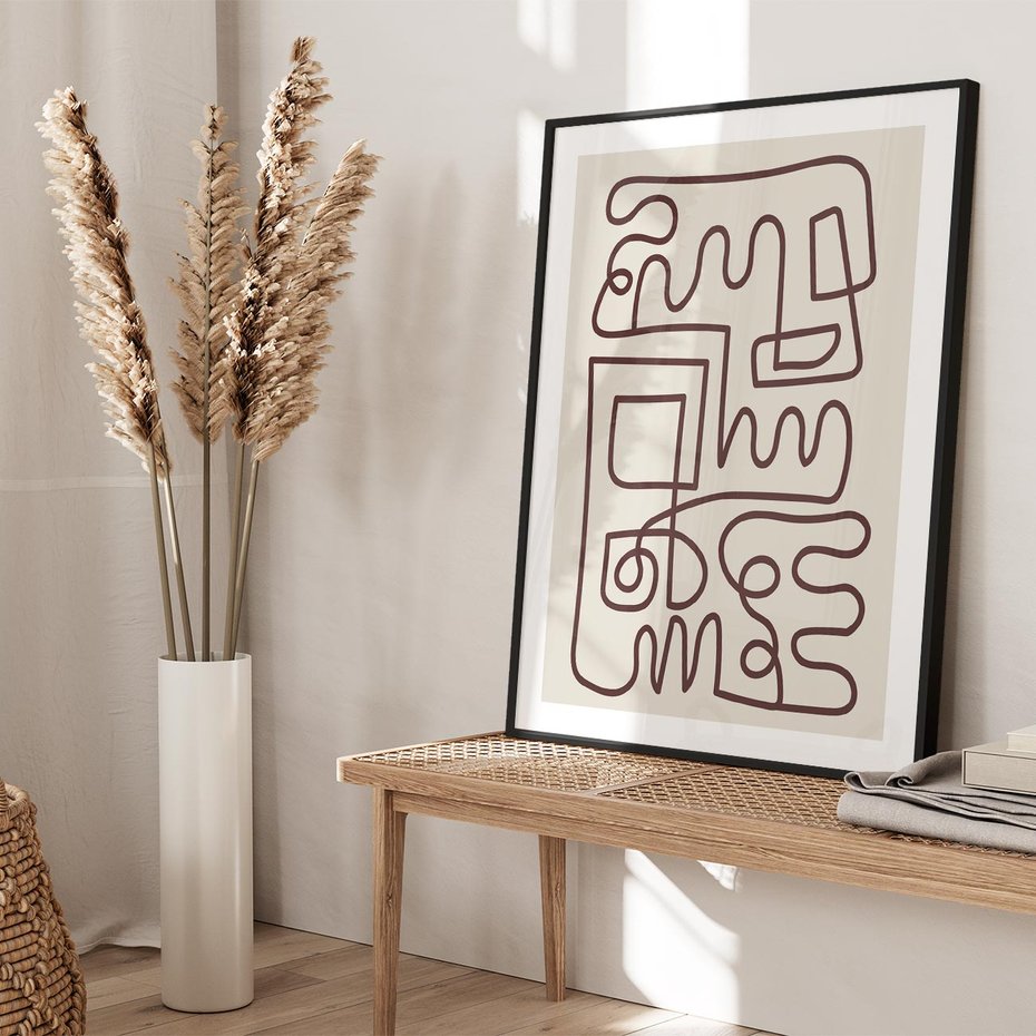 Plakat bez ramy 40x50 - Etniczna Abstrakcja - nowoczesna boho grafika, abstrakcja