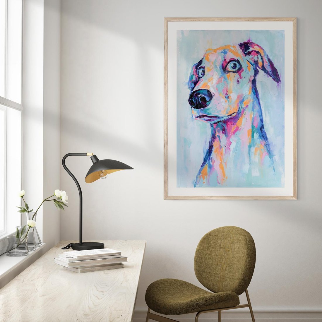 Plakat w ramie 30x40 - Cześć! Jak się Masz? - obraz olejny, zabawna sztuka - rama drewno