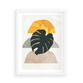 Plakat w ramie 50x70 - Monstera i Boho Elementy - grafika, boho klimat - rama biała