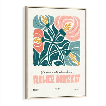 Obraz w ramie 80x120 - Taniec Kształtów - kwiaty, abstrakcyjna kompozycja - rama drewno