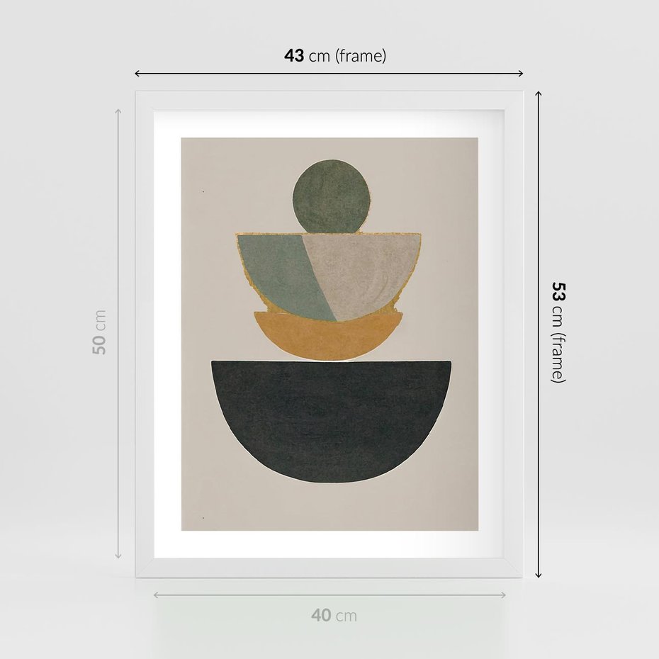 Plakat w ramie 40x50 - Podróżne Refleksyjne Odbicia - abstrakcyjny obraz, kolory ciepłe - rama biała