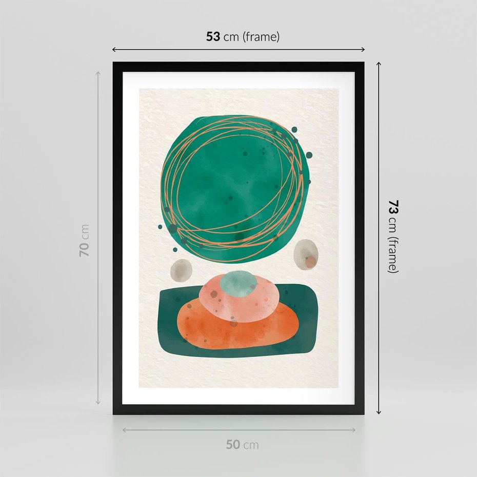 Plakat w ramie 50x70 - Rozmyte Granice - abstrakcyjne plamy, zielony - rama czarna