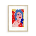Plakat w ramie 30x40 - Nowoczesna Twarz - nowoczesna grafika, kolorowa twarz kobiety - rama drewno