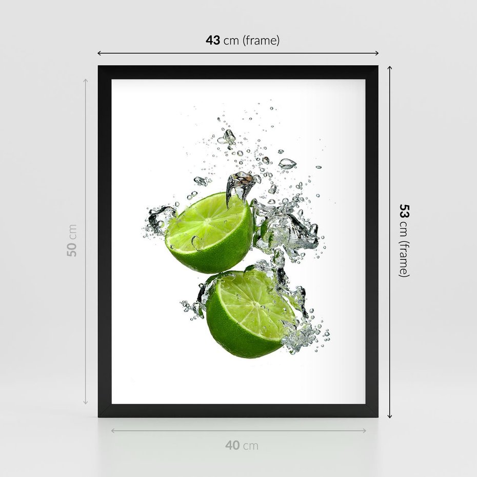 Plakat w ramie 40x50 - Kwaskowata moc limonki i cytryny - limonka, cytryna - rama czarna