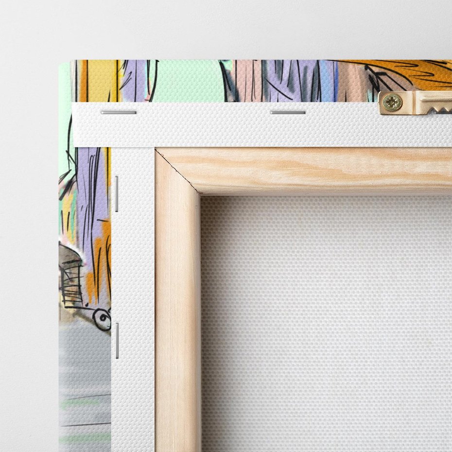 Obraz na płótnie 80x80 - Kawiarenkowy Szkic - malowany, szkic