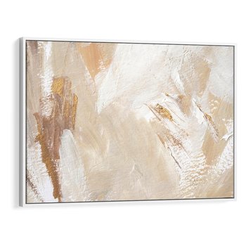 Obraz w ramie 70x50 - Elegancja w Złocistym Chaosie - złoto beż, abstrakcja - rama biała