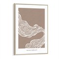 Obraz w ramie 70x100 - Harmonijne Granice - sztuka minimalizmu, biała rycina - rama drewno