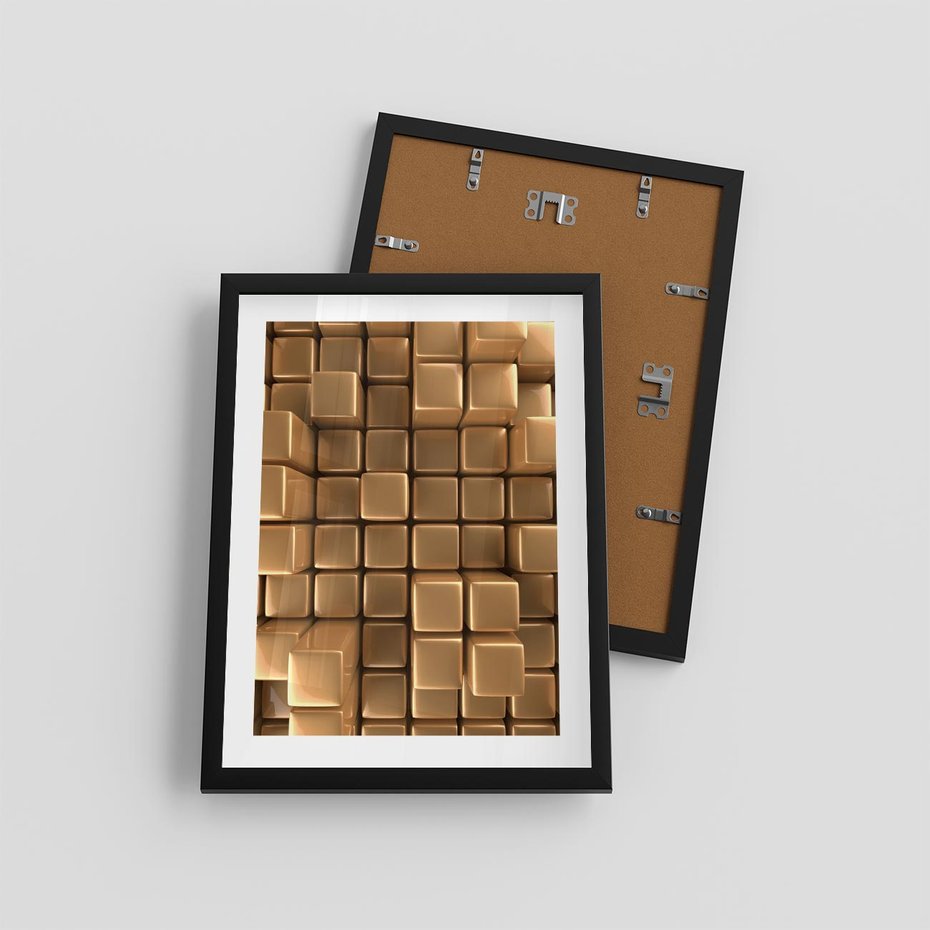 Plakat w ramie 30x40 - Błyszcząca Elegancja - złoto, 3d - rama czarna