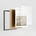 Plakat w ramie 40x50 - Nostalgiczny Pejzaż - suche trawy, pole - rama czarna