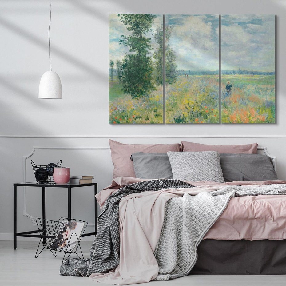 Obraz na płótnie 120x80 - Pola makowe w okolicach Argenteuil (1875), Claude Monet - Reprodukcja - reprodukcja, obraz na płótnie