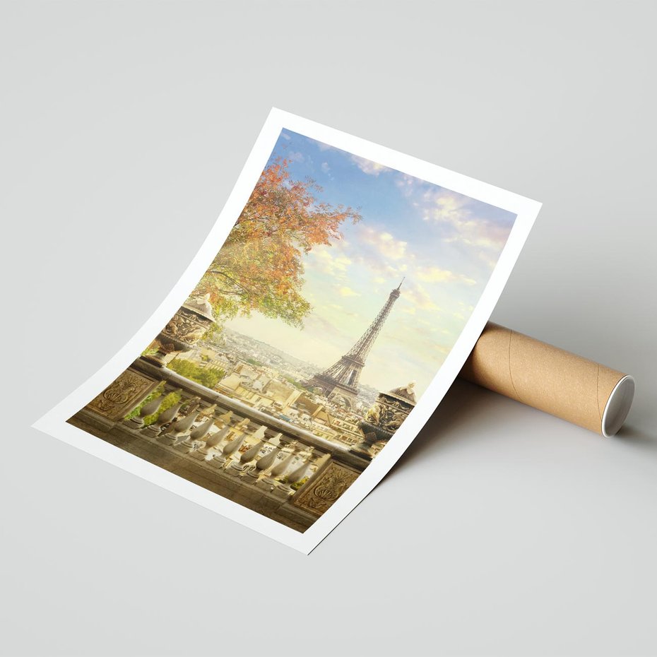 Plakat bez ramy 40x50 - Paryż za Wieżą Eiffla - Paryż, Eiffla