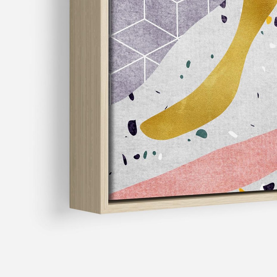 Obraz w ramie 50x50 - Eklektyczny Mix - kolaż, pastelowe abstrakcyjne plamy - rama drewno