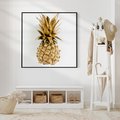 Obraz w ramie 50x50 - Ekskluzywny Akcent - złoty, ananas - rama czarna