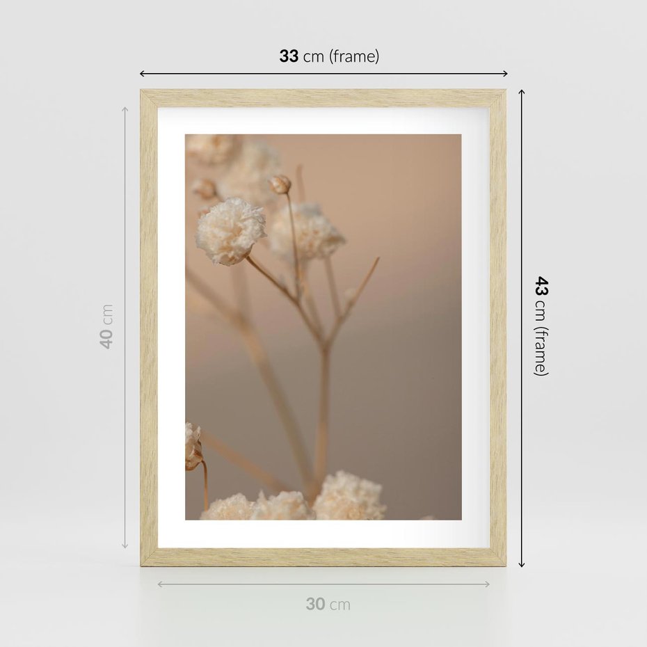 Plakat w ramie 30x40 - Subtelna gipsówka - gipsówka, suche - rama drewno