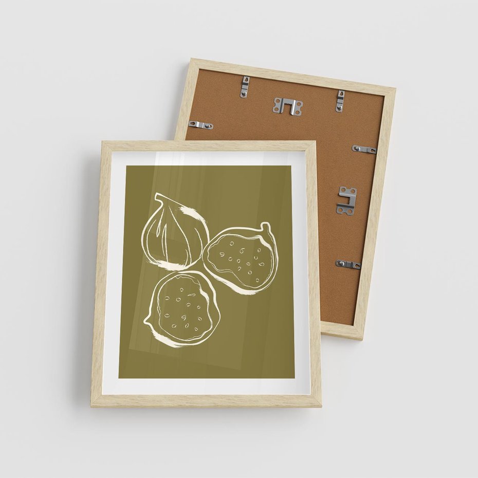 Plakat w ramie 40x50 - Podróżne Barwy - figi, minimalistyczny styl - rama drewno