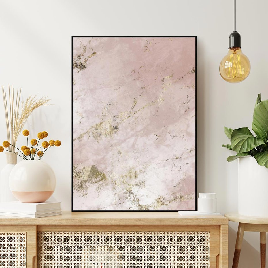 Obraz w ramie 50x70 - Piękno w Szczegółach - marmur, złoto - rama czarna