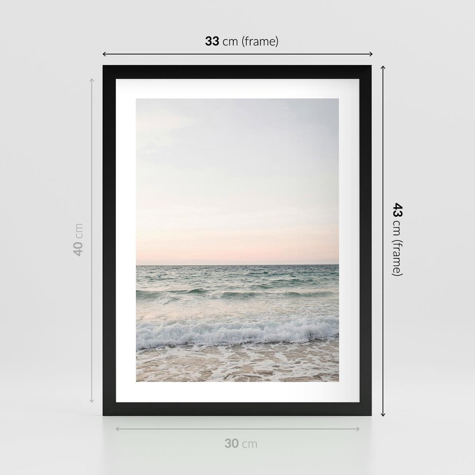 Plakat w ramie 30x40 - Morze i Fale - morze, fale - rama czarna