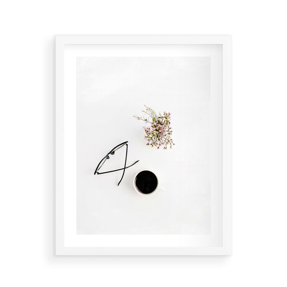 Plakat w ramie 40x50 - Codzienne Radości - kompozycja, bukiet - rama biała