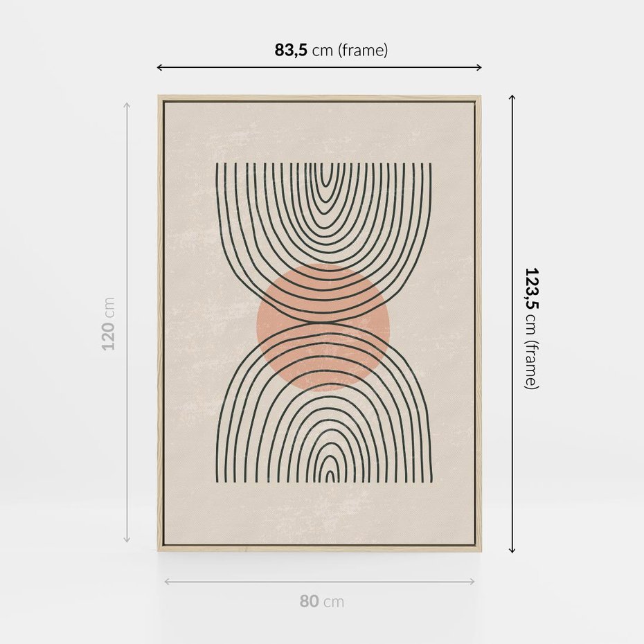 Obraz w ramie 80x120 - Nowy Rytuał - abstrakcyjna sztuka, boho kształty - rama drewno