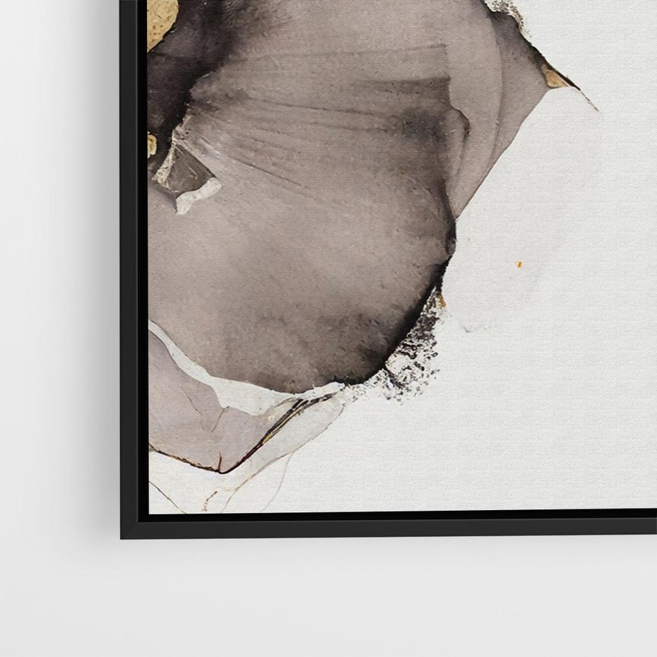Obraz w ramie 50x50 - Nowoczesne Elegancje - akwarela, złote linie i plamy - rama czarna