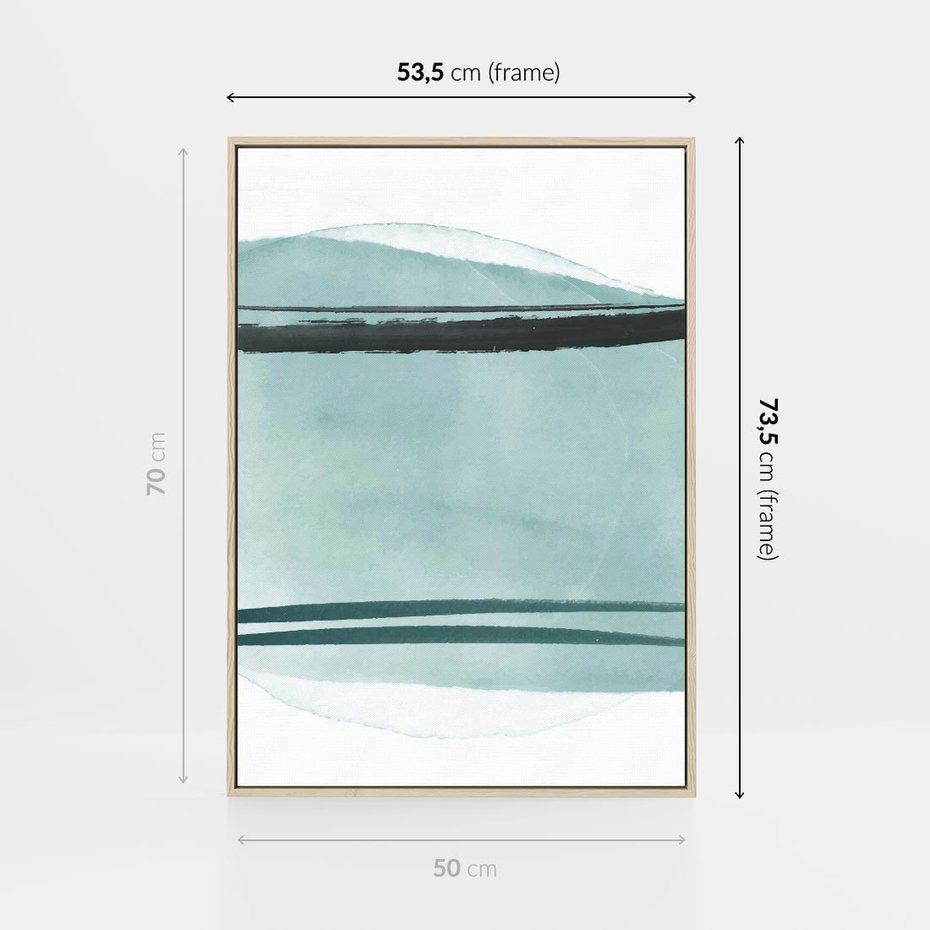Obraz w ramie 50x70 - Turkusowy Świat - minimlizm, abstrakcja - rama drewno