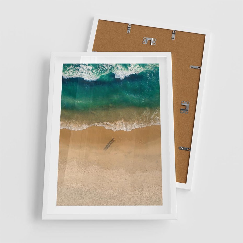 Plakat w ramie 50x70 - Oaza Relaksu - plaża, morze - rama biała