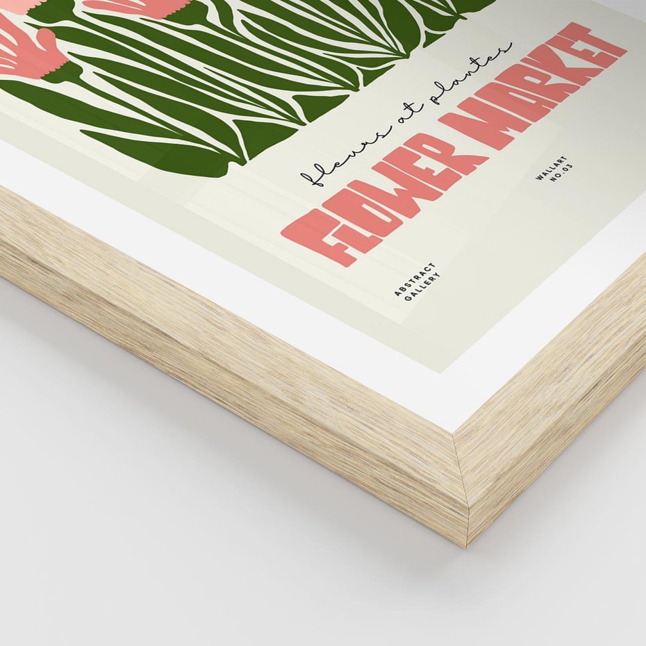 Plakat w ramie 40x50 - Symfonia Kolorowych Kształtów - nowoczesna grafika, kwiatowa kompozycja - rama drewno