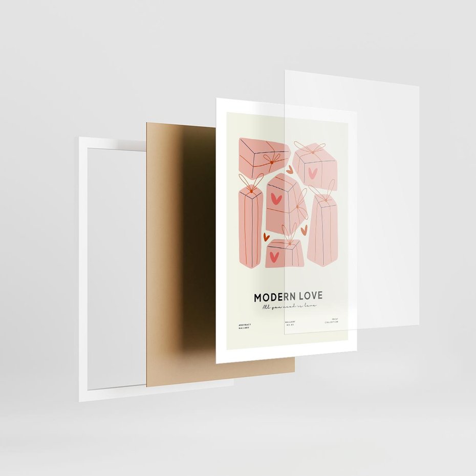 Plakat w ramie 50x70 - Nowoczesna Miłość - nowoczesna grafika, pastelowe kolory - rama biała