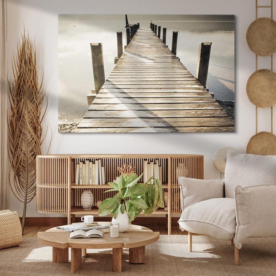 Obraz na płótnie 100x70 - Idylliczny pomost nad jeziorem - pomost, jezioro