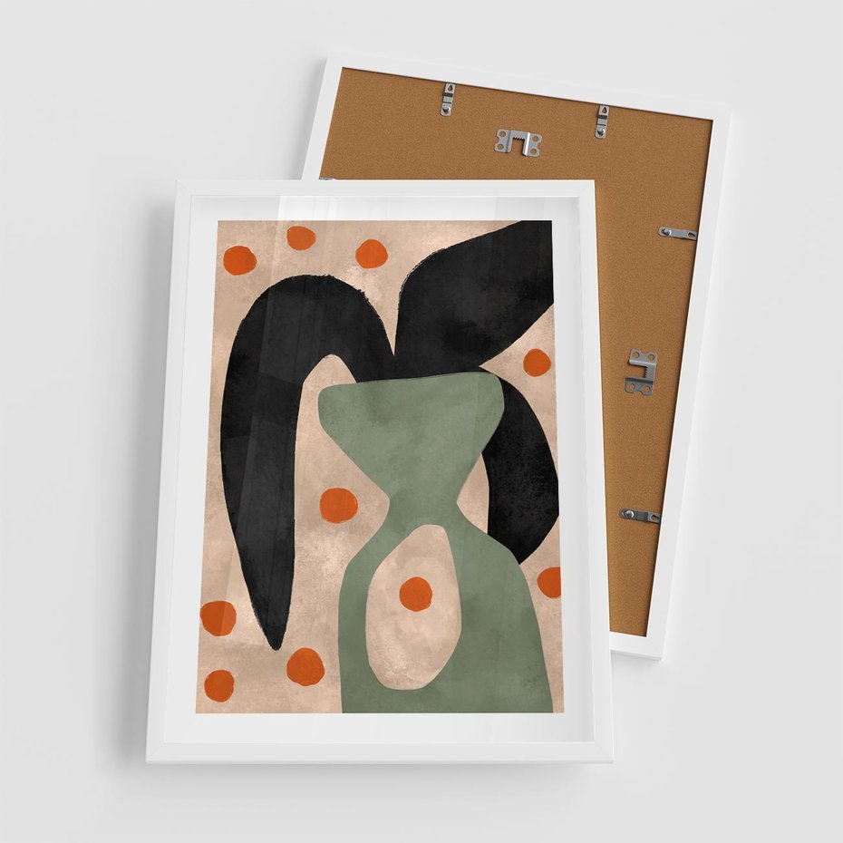 Plakat w ramie 50x70 - Impresje Boho - abstrakcyjny obraz, plakat - rama biała