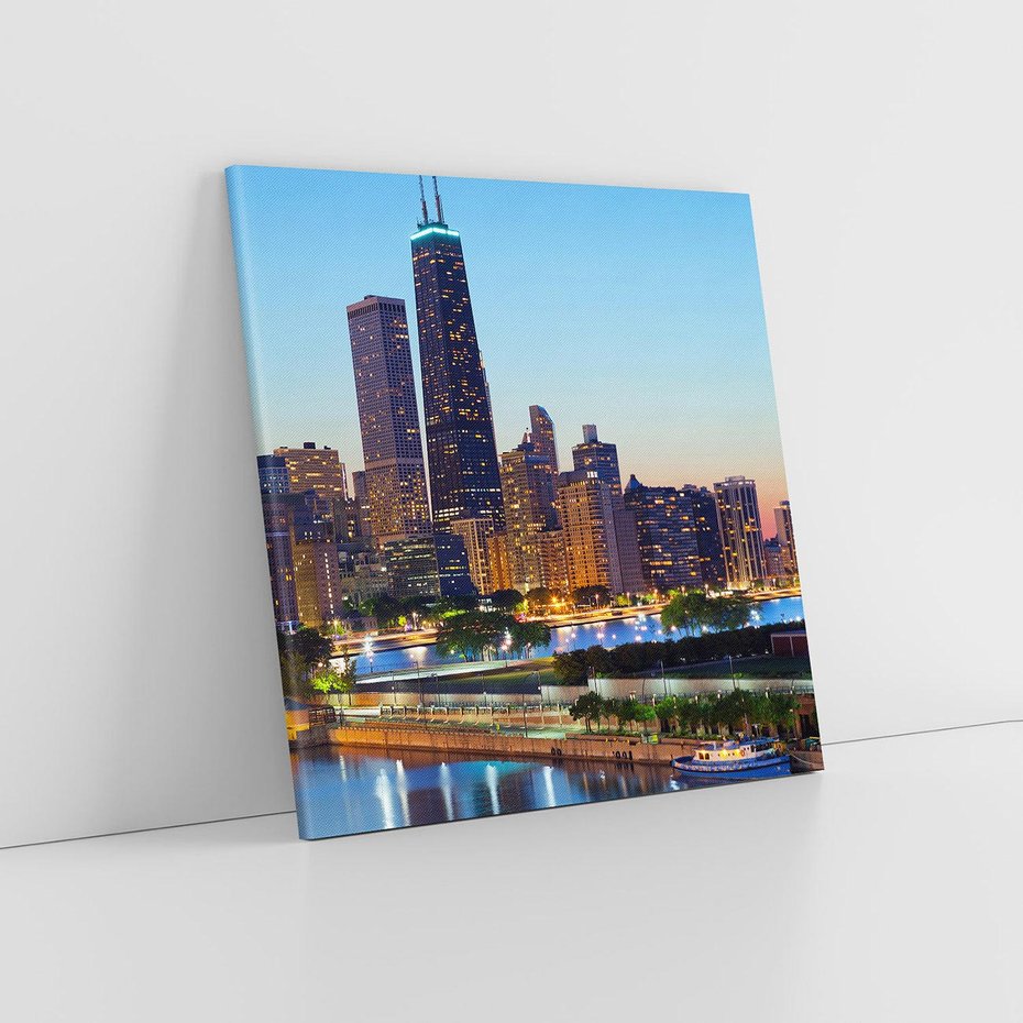 Obraz na płótnie 70x70 - Miasto nad Rzeką - miasto, rzeka