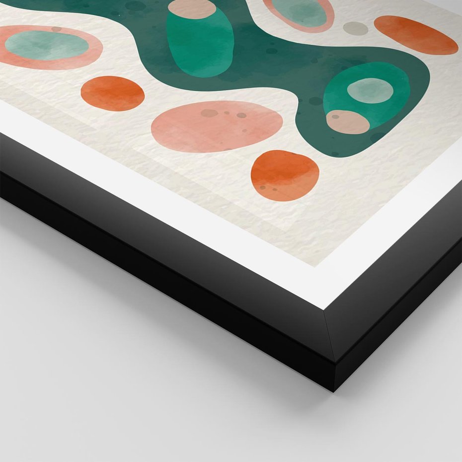 Plakat w ramie 30x40 - Wewnętrzne Spektrum - abstrakcyjne formy, dominujący kolor zielony - rama czarna