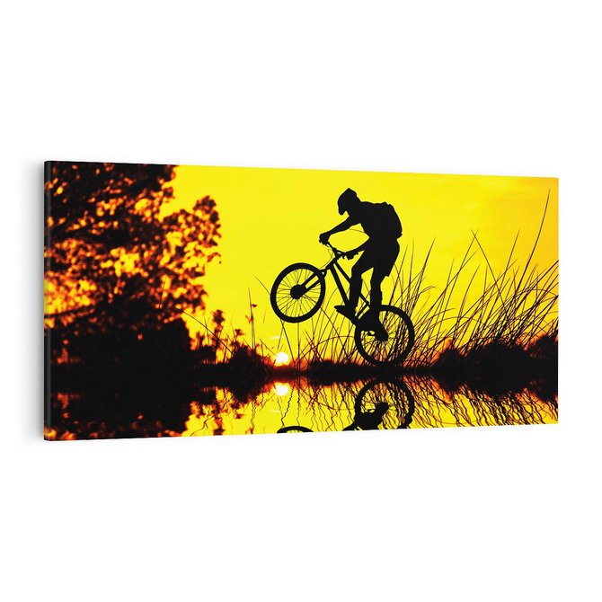 Obraz na płótnie 100x50 - Rower przy zachodzie słońca - rower, zachód